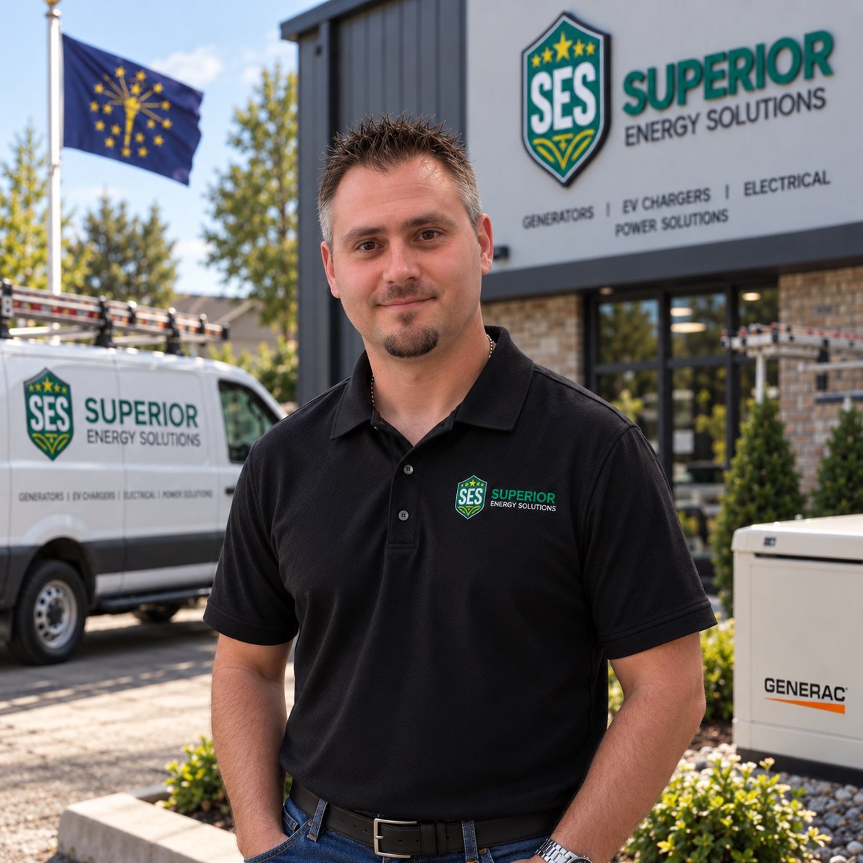 Chris Josifovski, owner of Superior Energy Solutions, standing outside the SES shop